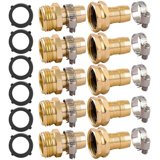 5 Set Garden Hose Repair Connector Kit with Clamps, Fit for 3/4" or 5/8" Garden Hose Fitting, Male and Female Hose Adapter, Water Hose Repair Kit