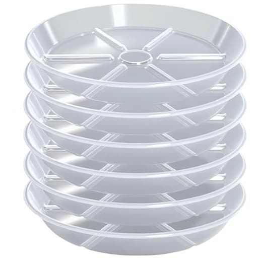 Plant Saucer 4 6 8 10 12 inch, 6 Packs Clear Planter Saucers Pot Trays, Durable Round Plastic Flower Plant Water Drip Tray for Pots, Plant Dish Plate to Catch Water for Indoor & Outdoor