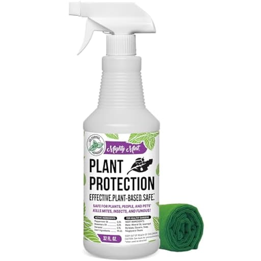 32 oz Peppermint Plant Protection Spray - for Spider Mites, Insects, Gnats, Fungus, and Disease with Microfiber Cloth