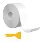 10.5 ft Caulk Tape Waterproof Self Adhesive with Sealing Tool, White, Strip, Silicone, 30 min Initial Hardening, Bathroom Sealant