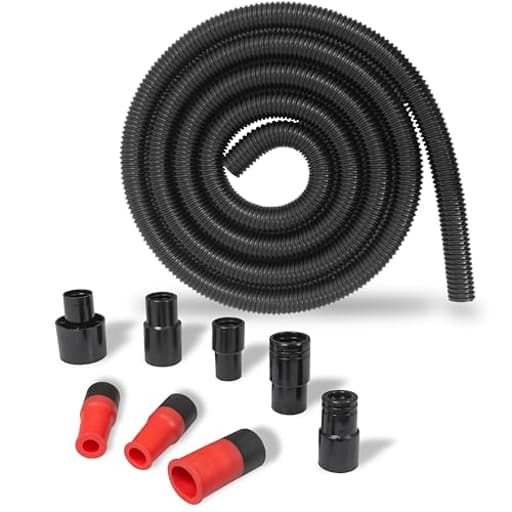 10 Foot Long Dust Collection Power Tool Hose Kit with 8 Fittings/Attachments for Multiple Types/Brands of Power Tools and Work Shop Vacuums Featuring Sili Flex Fit Fittings