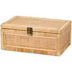 Rattan Box with Lid Decorative Natural Handmade Boho Rattan Baskets Woven Wicker Cane Bins Keepsake Memory Jewelry Boxes Rectangular Desk Shelf Closet Organizer Container