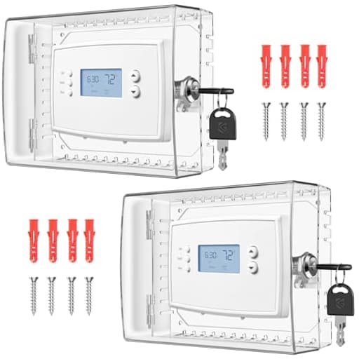 2 PCS Thermostat Lock Box with Key, Large Thermostat Cover with Lock for Thermostat on Wall, AC Control Lock Box Cover with Key, Air Conditioner Lockbox Fits Thermostats 5" H x 6" W or Smaller