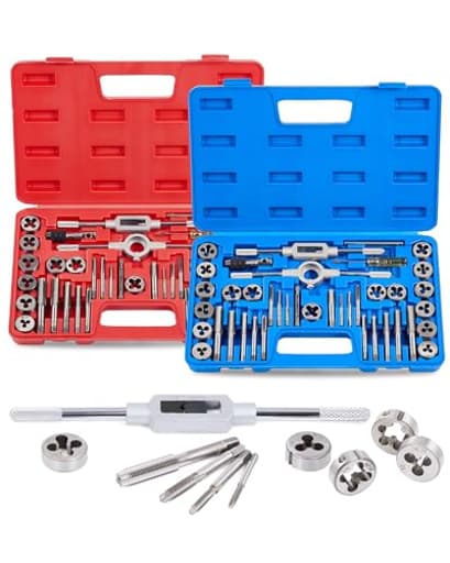 80pc Tap and Die Set in SAE and Metric Sizes, Metric and Standard Tap Set and Die Tool Set for Internal and External Threading