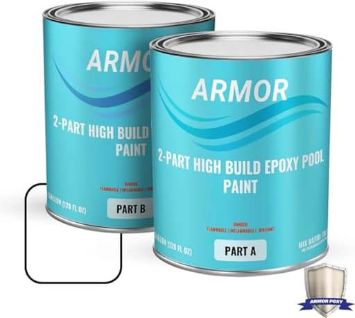 Pool Paint 2-Part Epoxy Coating for Concrete, Gunite, Fiberglass, Plaster Pools - Saltwater & Fresh Water Compatible - White