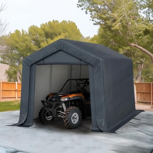 8x12ft Heavy Duty Carport Outdoor Patio Anti-Snow Portable Canopy Storage Shelter Shed with 2 Doors Garage Kit Tent for Motorcycle Garden Tools