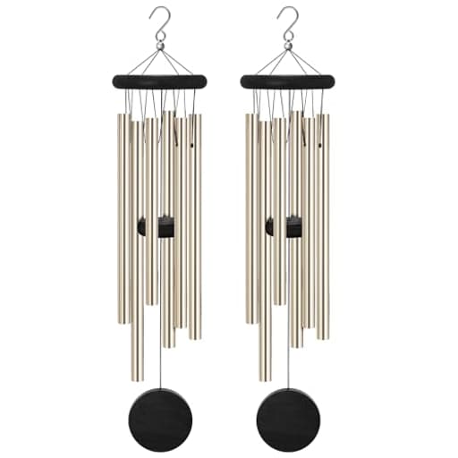 2 Pack Memorial Wind Chimes Outdoor,Garden Wind Chimes with 6 Aluminum Alloy Tubes and Hook,Memorial Wind Chimes for Home Decor Garden Patio Outdoor