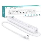 Plug Power Strip HS300, Surge Protector with 6 Individually Controlled Smart Outlets and 3 USB Ports, Works with Alexa & Google Home, No Hub Required , White