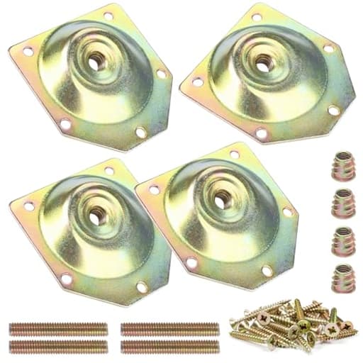 Leg Mounting Plates, Furniture Leg Attachment Plates, 12 Degree Angled Metal Table Leg Mounting Hardware, Furniture Leg Mounting Brackets Industrial Strength T-Plate, 4 Pack