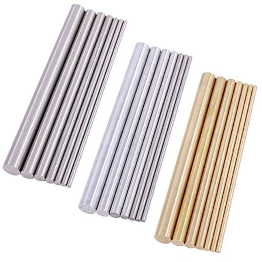 21Pcs Metal Round Rods Kit , 3 Kinds of Metal Materials Including Stainless Steel, Brass and Aluminum Perfect for for DIY Craft Tool -- Diameter 2mm-8mm Length 100mm