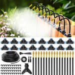 100Ft 1/4" Drip Irrigation System,2025-Upgrade Garden Irrigation Kit with 16pcs Adjustable Copper Nozzles,Automatic Atomizing Watering System for Outdoor,Raised Bed,Potted Plant,Lawn,Greenhouse
