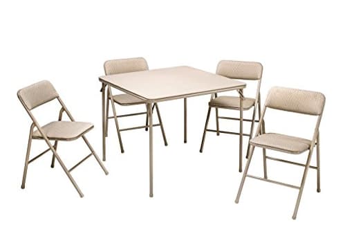 Cosco 5-Piece Folding Table and Chair Set, Tan