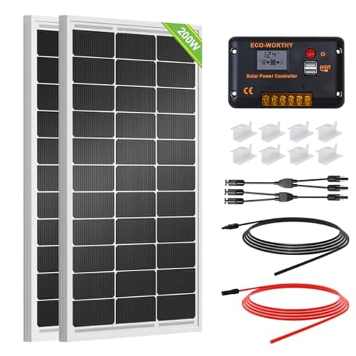 200 Watts 12 Volt/24 Volt Solar Panel Kit with High Efficiency Monocrystalline Solar Panel and 30A PWM Charge Controller for RV, Camper, Vehicle, Caravan and Other Off Grid Applications