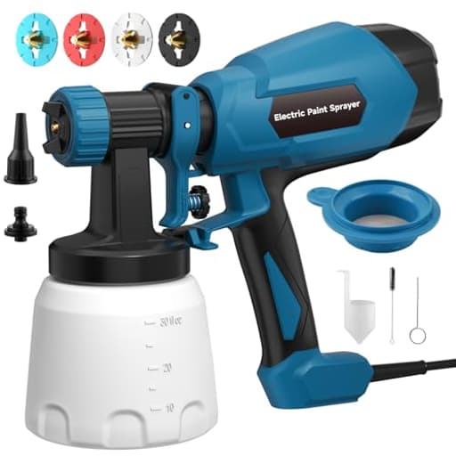 HVLP Paint Sprayer, Electric Spray Paint Gun, 3 Modes & 4 Barss Nozzles, with Cleaning & Blowing Joints, Variable Flow Control, for Doors, Fences, Furniture, Wall, Cabinet, Garden Chairs, etc.