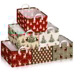 6 Pack Christmas Storage Bin Collapsible Large Christmas Storage Baskets for Gifts Canvas Laundry Basket Foldable Box with Handle for Office Home Bedroom Clothes