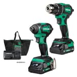 18V MultiVolt Cordless Brushless Driver Drill & Impact Driver Combo Kit, Power Tool Kit, 2 Lithium-Ion Metabo HPT Batteries and Charger, High Torque, Compact Lightweight Design, KC18DEXQB