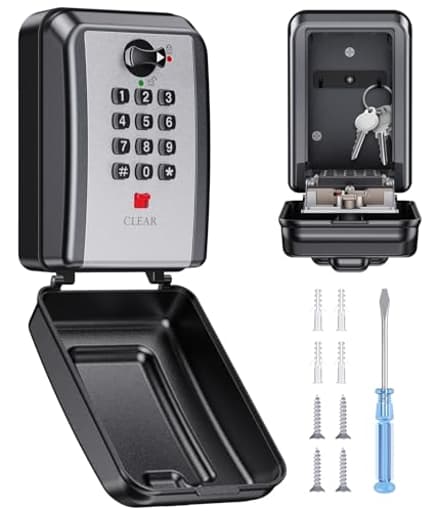 Wall Safe Key Lock Box, 12 Digit Combination Lock Box for Keys with Resttable Code, Large Capacity & Weatherproof Outdoor Lockbox, Spare Key Safe Storage Lock Box for Home, Office, Garage