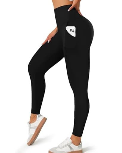 Leggings with Pockets for Women, High Waisted Tummy Control Workout Black Hip Lift Yoga Pants Activewear