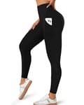 Leggings with Pockets for Women, High Waisted Tummy Control Workout Black Hip Lift Yoga Pants Activewear