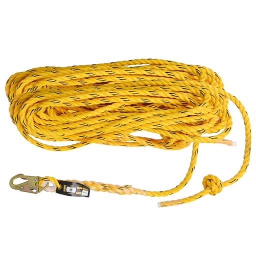 Vertical Lifeline - Polydac Rope - Snap Hook With Tapered End - 100'