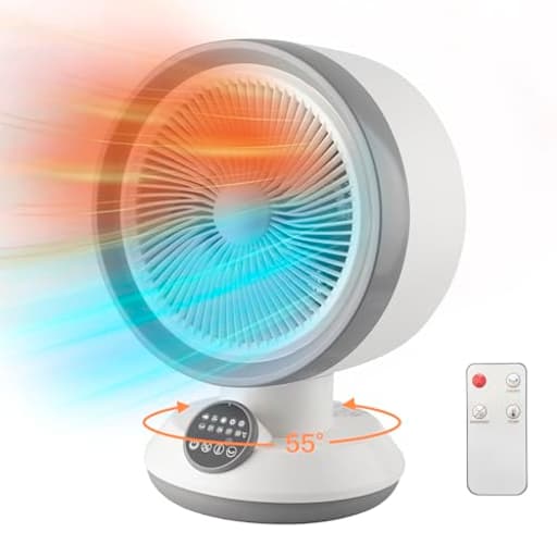 2 in 1 Heater Fan Combo, 1500W Portable Space Heater with Adjustable Thermostat, Electric Cooling Fan with Oscillating, Overheat & Tip-Over Protection, Ideal for Home & Office Use