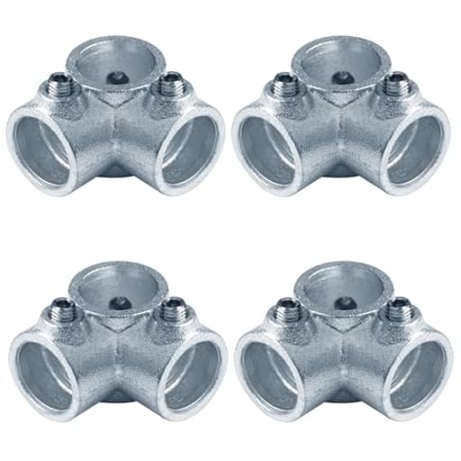 4 PCS Galvanized Steel Structural Pipe Fitting Fits 1" Nominal Pipe (O.D. 1.315"), 90 Degree Two Socket Tee for Guard Railing