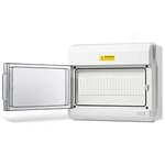 12 Way UL94-V0 Circuit Breaker Box IP65 Waterproof PC/ABS Alloy Plastic MCB Panel Solar Power Distribution Enclosure with DIN Rail, Bus Bars for Indoor and Outdoor Use