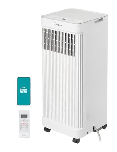 10,000 BTU ASHRAE (7,100 BTU SACC) Portable Air Conditioner, Smart Control, Cools up to 300 Sq. Ft., with Dehumidifier & Fan mode, Easy- to-use Remote Control & Window Installation Kit Included