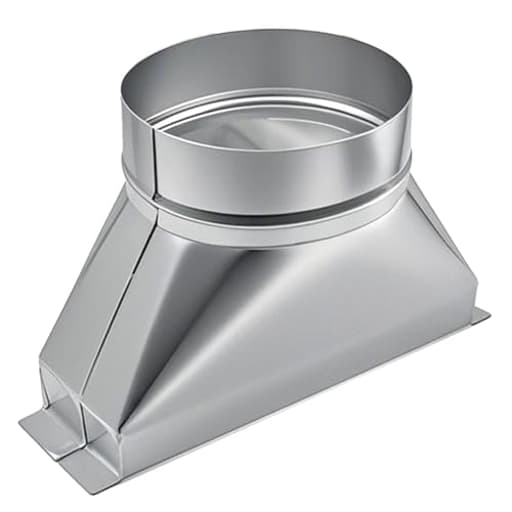 3-1/4" x 10" x 6" Galvanized Rectangular to Round Duct - 6" Diameter HVAC Transition for Microwave Exhaust Vent Kits & Duct Fittings
