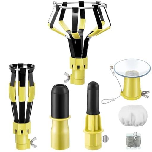 4 Pieces Set Light Bulb Changer, Suction Cup and Cage Changer for Incandescent, Floodlight, Broken Bulb and Recessed Lights, Compatible with Standard Extension Pole, Pole Not Included