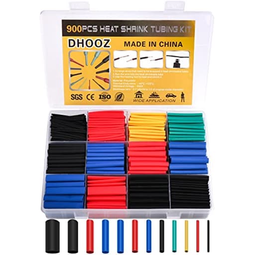 900 Pcs Wire Heat Shrink Tubing Kit, Industrial Heat-Shrink Tubing for Wires, 2:1 Marine Grade Heat Shrink Wrap, Premium Large Electrical Waterproof Heat Shrink Tape,12 Sizes 6Colored Assorted, DHOOZ