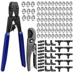PEX Cinch Clamp Tool Kit, 3/8" to 1" PEX Pipe Clamp Cinch Tool with 30 pcs 1/2" PPSU PEX Fittings Combo, 1pcs Pipe Cutter, 70 pcs 1/2" PEX Cinch Clamps, 10pcs 3/4" PEX Cinch Clamps