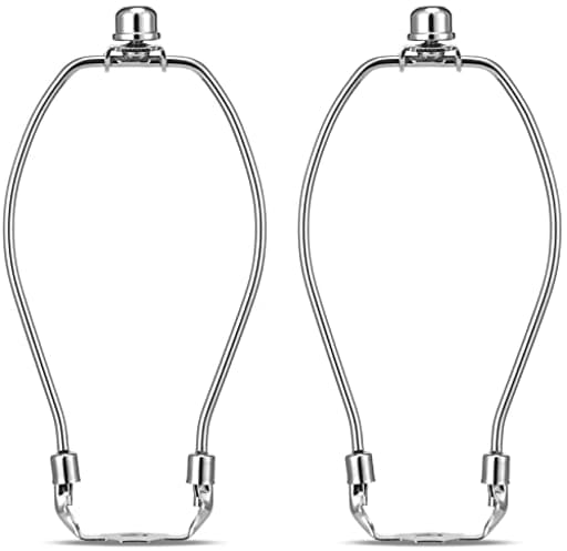 7 Inch Lamp Shade Holder Kit with Solid Lamps Finial Caps, 2 Set [Heavy Duty] Lamp Harp Holder with 3/8 Standard Saddle for Table and Floor Lamps