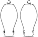 7 Inch Lamp Shade Holder Kit with Solid Lamps Finial Caps, 2 Set [Heavy Duty] Lamp Harp Holder with 3/8 Standard Saddle for Table and Floor Lamps