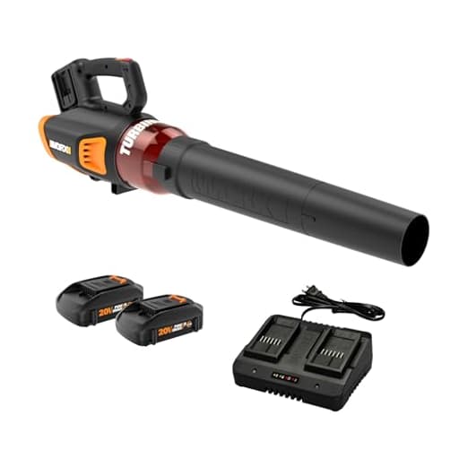 WG584 40V Cordless Leaf Blower, Electric Blower for Lawn Care wth Brushless Motor, 2 Batteries & Charger Included