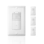 Motion Sensor Dimmer Switch, Digital Dimmer Light Switches with PIR Sensor and Timer, Single Pole, Occupancy & Vacancy Modes, Neutral Wire Required, Wall Plate Included, White, 4Pack