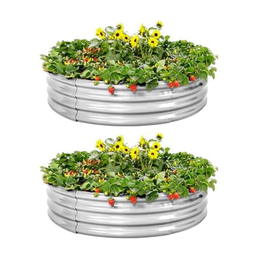 Galvanized Raised Garden Bed 2Pcs, Planter Raised Garden Beds Outdoor, Round Clearance Raised Garden Beds for Gardening Vegetables……