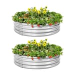 Galvanized Raised Garden Bed 2Pcs, Planter Raised Garden Beds Outdoor, Round Clearance Raised Garden Beds for Gardening Vegetables……