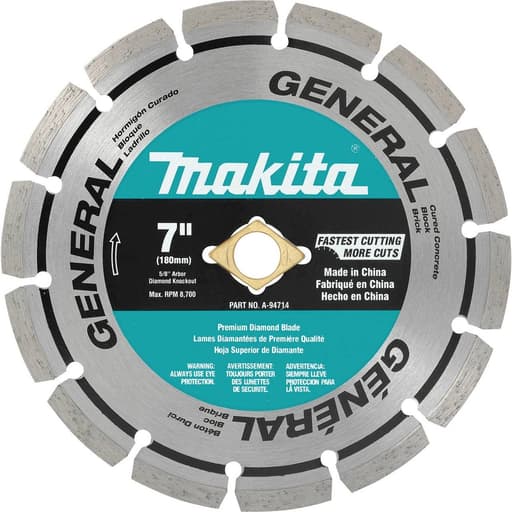 7" Diamond Blade, Segmented, General Purpose