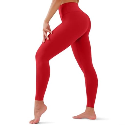 High Waisted Leggings for Women - Tummy Control Yoga Pants for Workout Running Athletic Women's Leggings Plus Size Dark Red