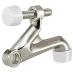 1 Pack Hinge Pin Door Stoppers, Hing Door Stops, Adjustable Deluxe Heavy Doorstops for Top of Door, Hinge Stoppers with Black Rubber Bumper Tips, Satin Nickel