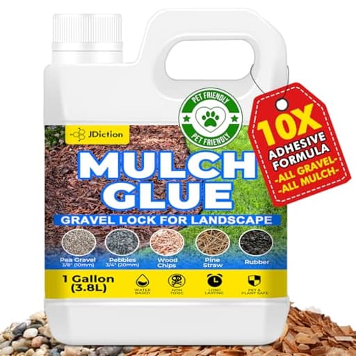 Mulch Glue for Landscaping – 1 Gallon Gravel Binder, Rubber Mulch Stabilizer, Landscape Mulch Lock Adhesive, Concentrated Rock Glue for Landscaping, Non-Toxic, Fast Drying, Lasts up to 2 Year