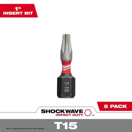 T15 TORX® SHOCKWAVE™ Impact 1" Insert Bits (5 pk)