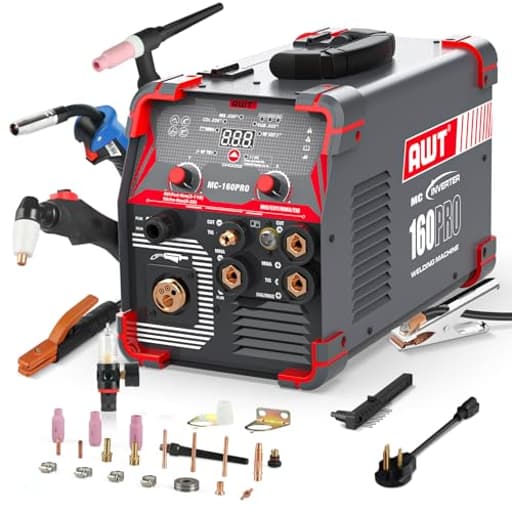 MIG Welding Machine,160A 5 in 1 Plasma Cutter Welder Combo HF TIG/Gas MIG/Flux MIG/Stick Welding,110/220V Dual Voltage, Multi-Process Welder MIG88-160M