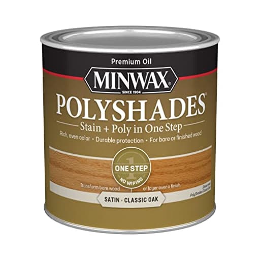 PolyShades Wood Stain + Polyurethane Finish – ½ Pint, Classic Oak, Satin