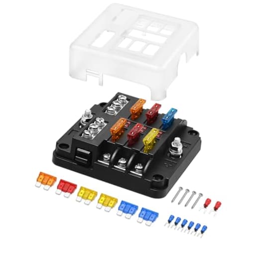 12V Fuse Block, Chatovalo 6 Circuit Fuse Box, with LED Warning Indicator, for Automotive Marine RV