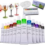 12 Colors Glass Paints Set(0.42oz/12ml), Stained Glass Paints Kit for Glass Painting, Non Toxic Quick-Drying Waterproof Glass Painting Supplies for Ceramic Window, for Artists Beginners Kids