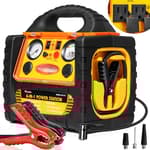 6 in 1 Jump Starter with Air Compressor 260 PSI Tire Inflator,Upgraded 1800A Peak 12V Portable Car Battery Jump Starter,400 Watt Inverter Power Station with AC/DC/USB Outlets