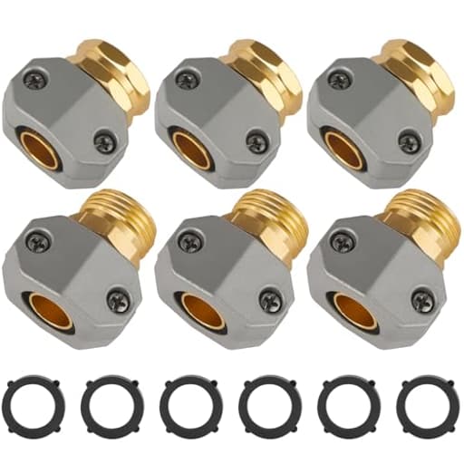 Garden Hose Repair Kits, 3 Sets Aluminum Alloy Water Hose Connector, Fit 3/4" and 5/8" Garden Hose, Male and Female Hose End Repair Fittings Replacement, Hose Mender Kit