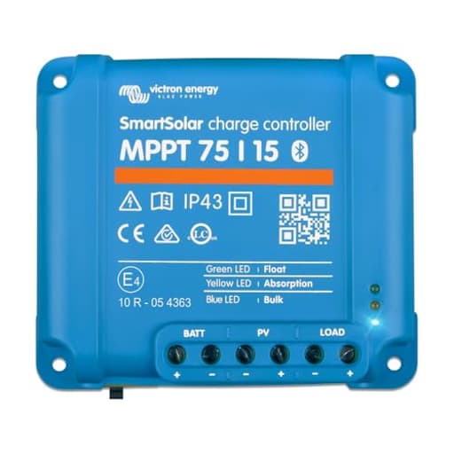 SmartSolar MPPT Solar Charge Controller (Bluetooth) - Charge Controllers for Solar Panels - 75V, 15 amp, 12/24-Volt